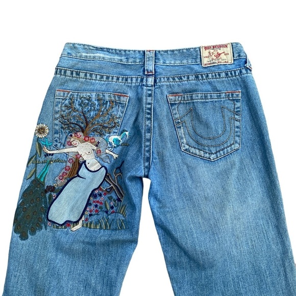 Vintage True Religion Embroidered Jeans Size 30 BOBBY ‘Tree Fairy’ - Picture 9 of 12